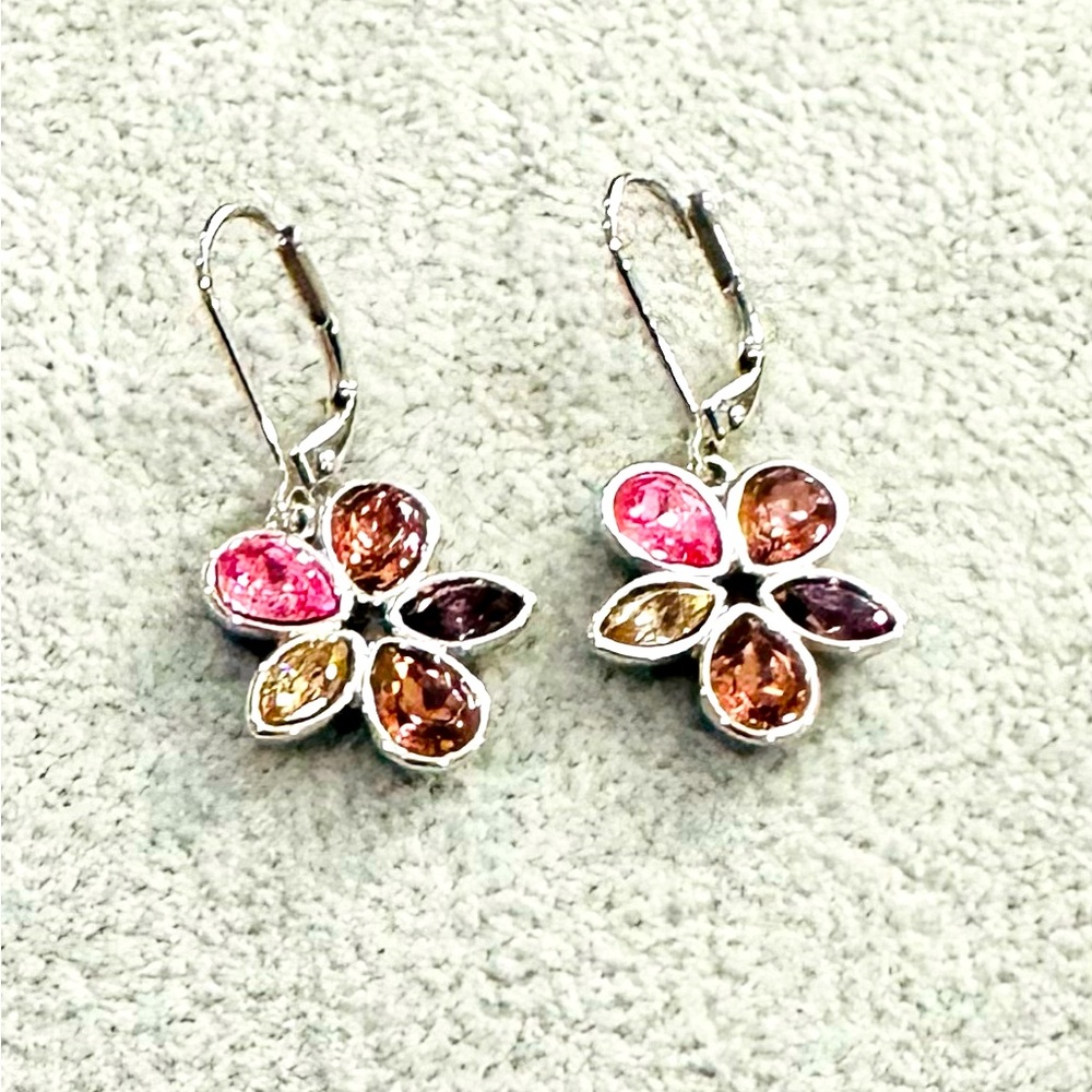 Touchstone Crystal Swarovski Secret Garden Blush Antique Rose Earrings